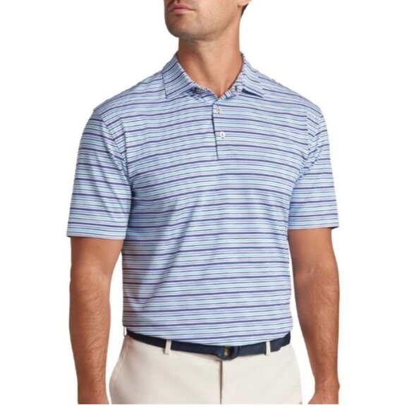 Peter Millar Ray Performance Jersey Golf Polo, Blue | Size Large - Picture 1 of 6